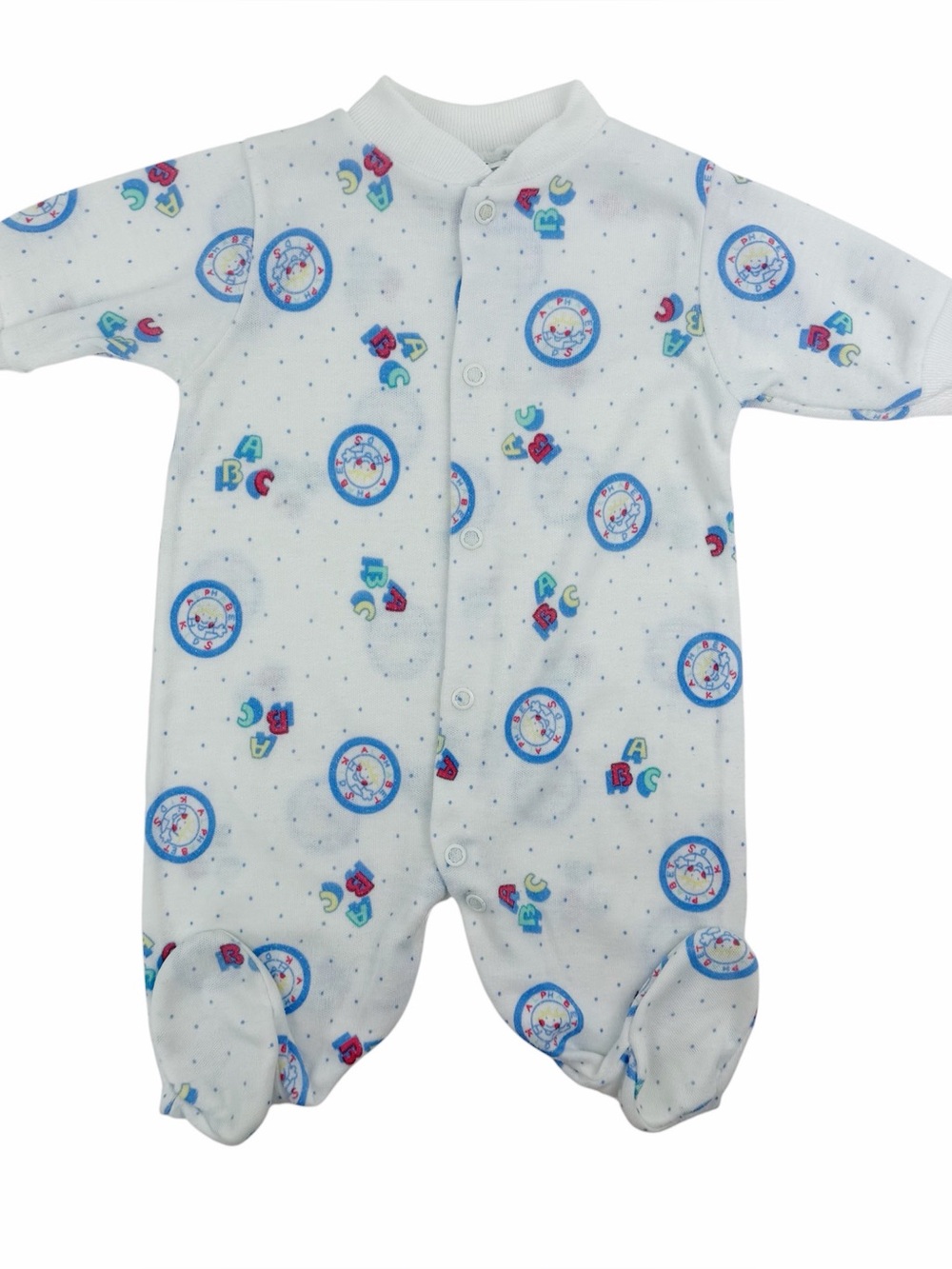 Vintage Alexis Newborn Infant Footed Sleeper White ABC’s Alphabet Kids